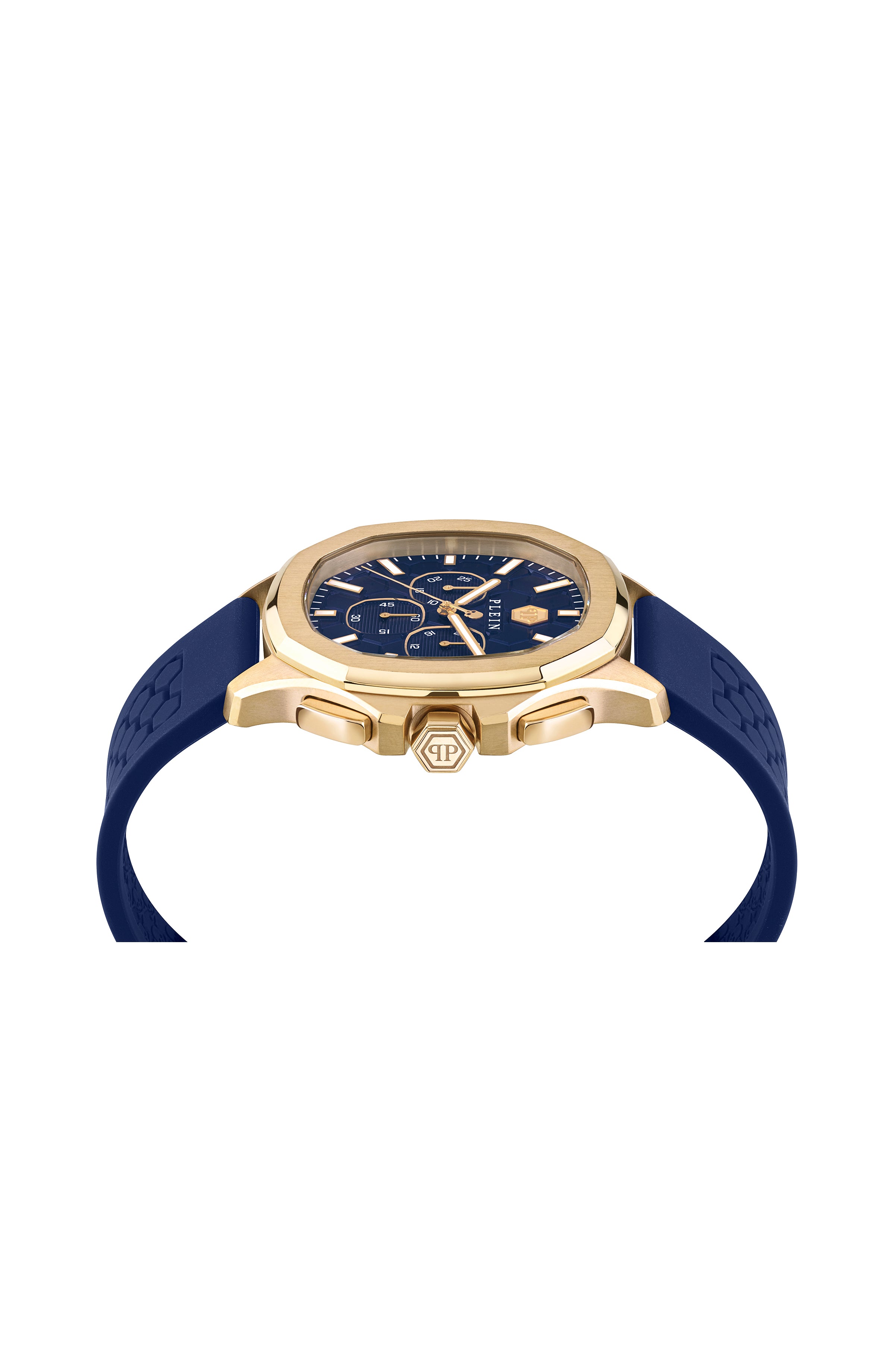 Philipp Plein Mens IP Yellow Gold 44mm Strap Fashion Watch