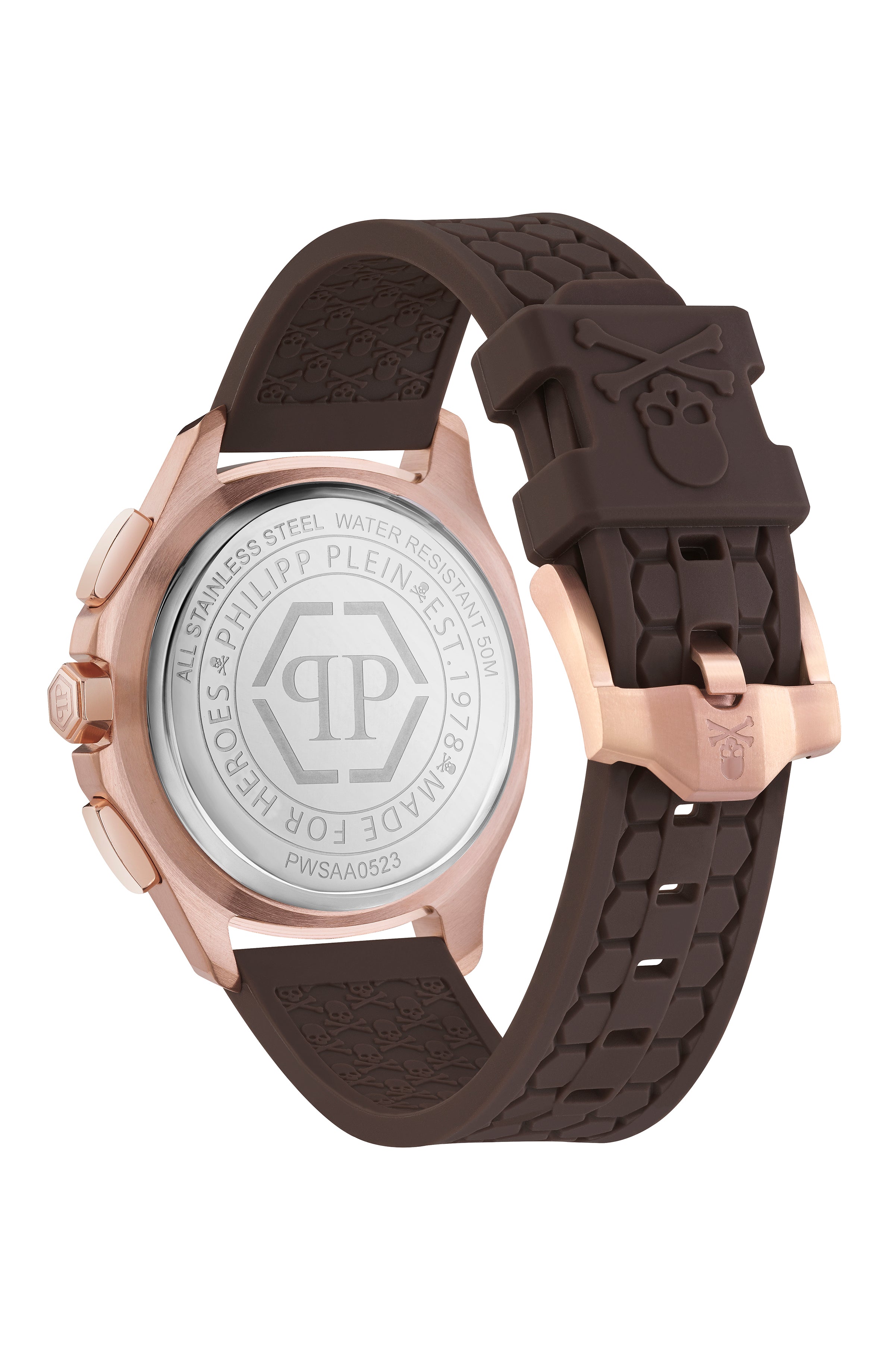 Philipp Plein Mens IP Rose Gold 44mm Strap Fashion Watch