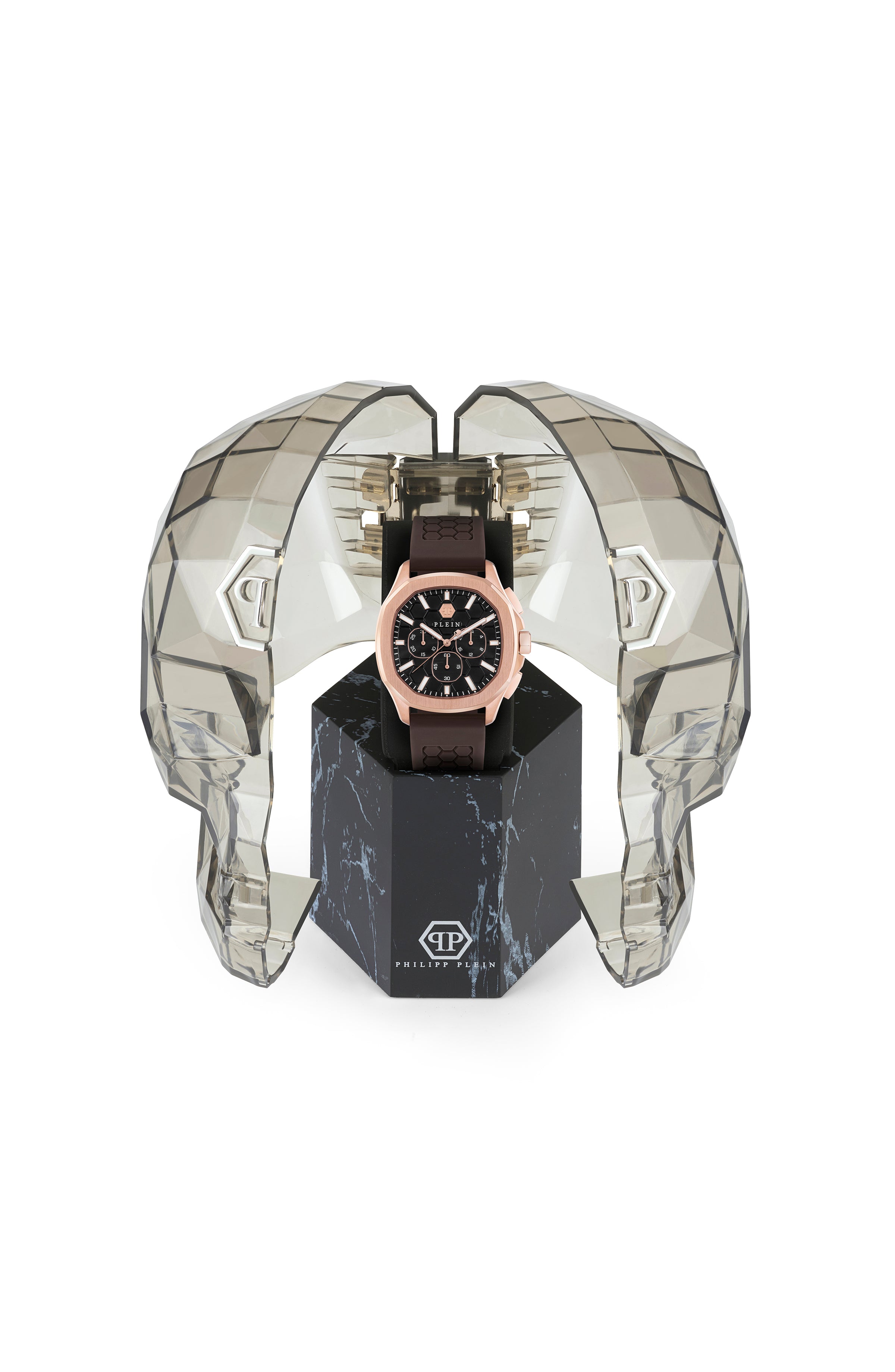 Philipp Plein Mens IP Rose Gold 44mm Strap Fashion Watch