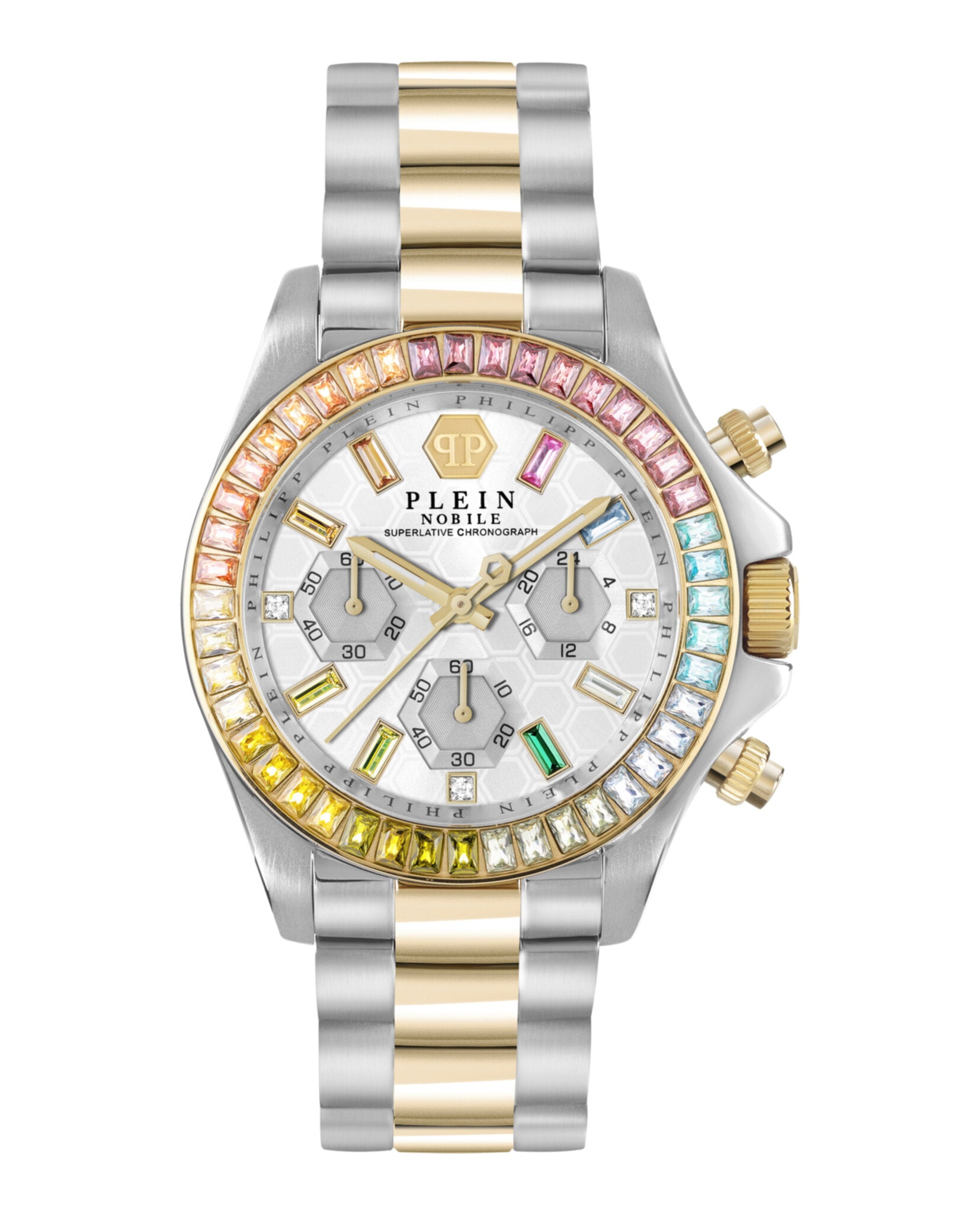 Philipp Plein Womens Nobile Two Tone 38mm Bracelet Fashion Watch Two Tone