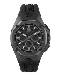 Philipp Plein Mens Octagon Black 44mm Strap Fashion Watch Black
