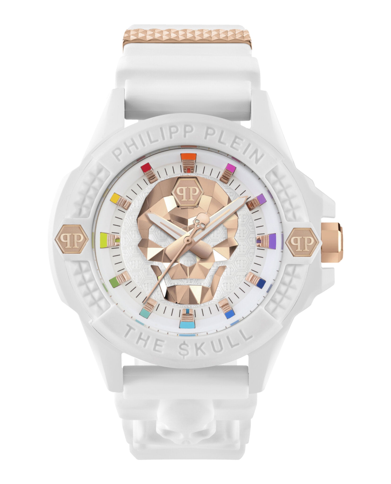 Philipp Plein Mens The $kull 46mm Strap Fashion Watch White
