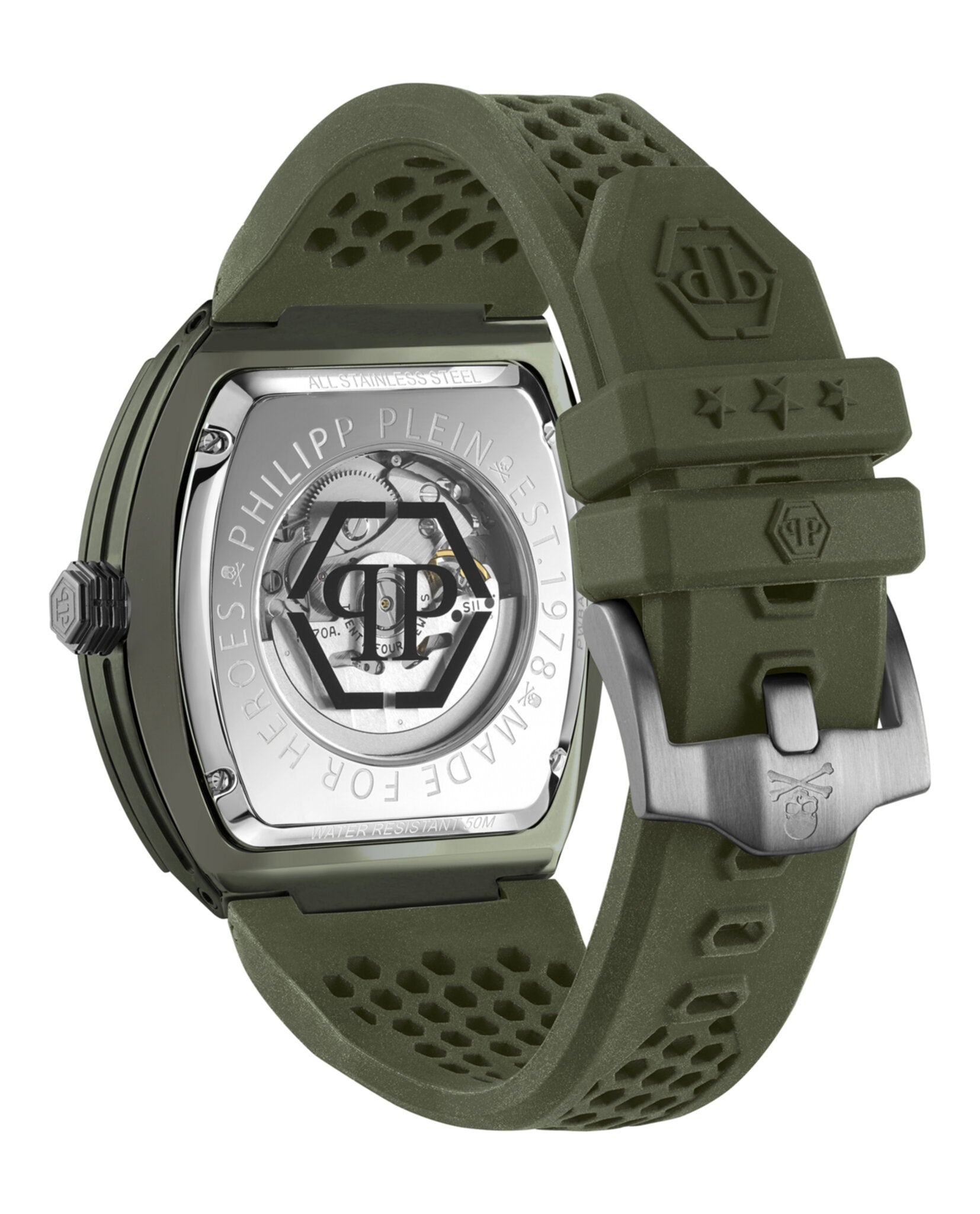 Philipp Plein Mens Green 44mm Strap Fashion Watch