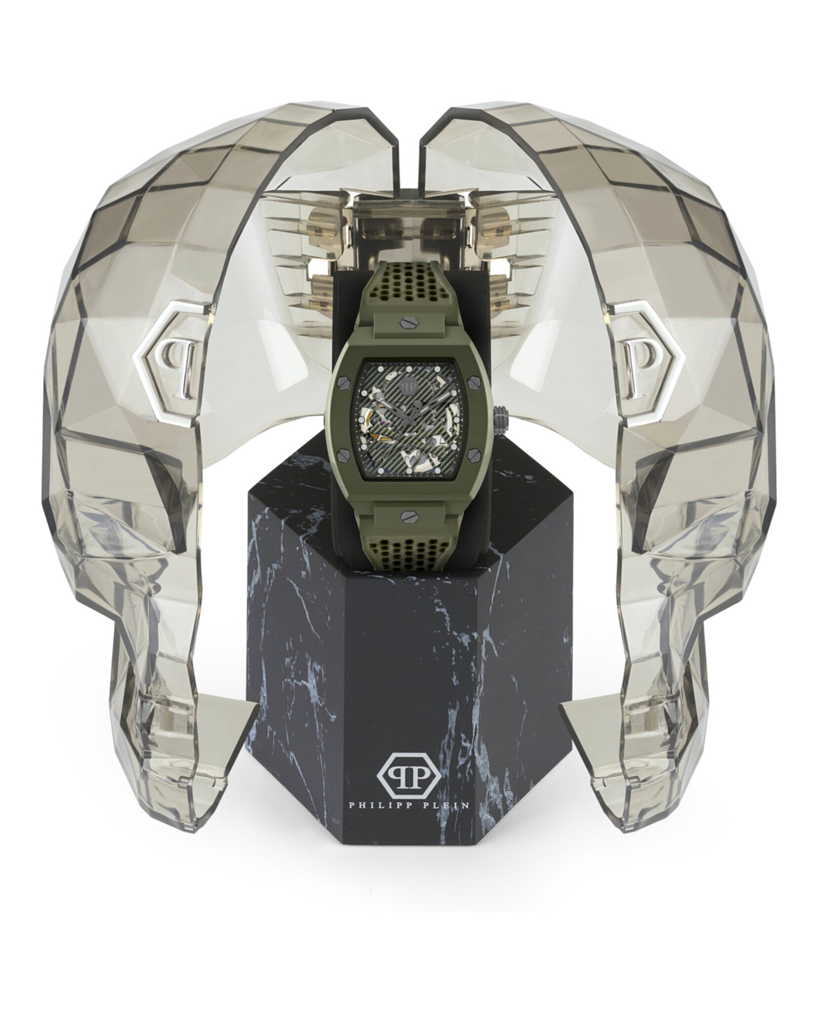 Philipp Plein Mens Green 44mm Strap Fashion Watch