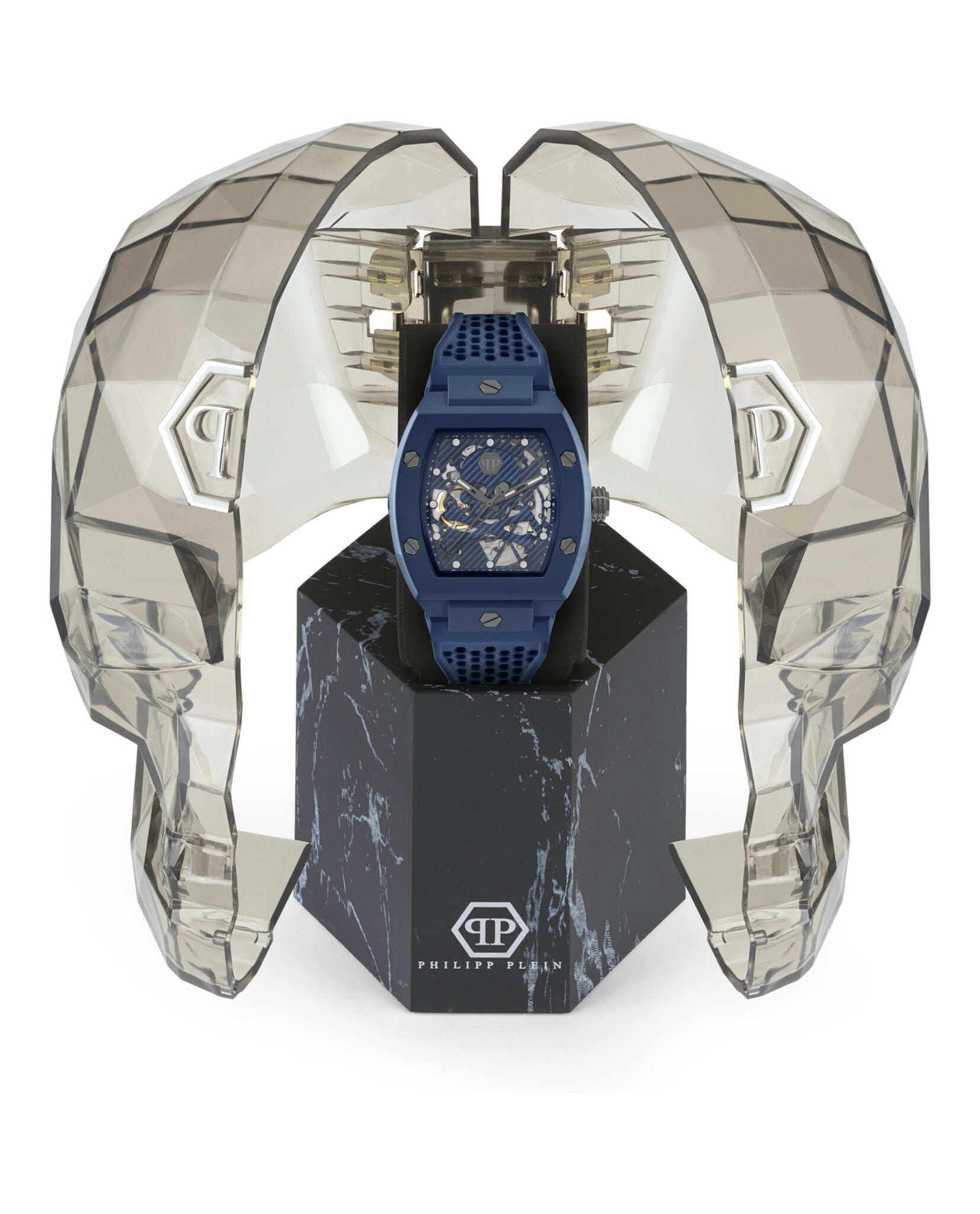 Philipp Plein Mens The $keleton BLUE 44mm Strap Fashion Watch