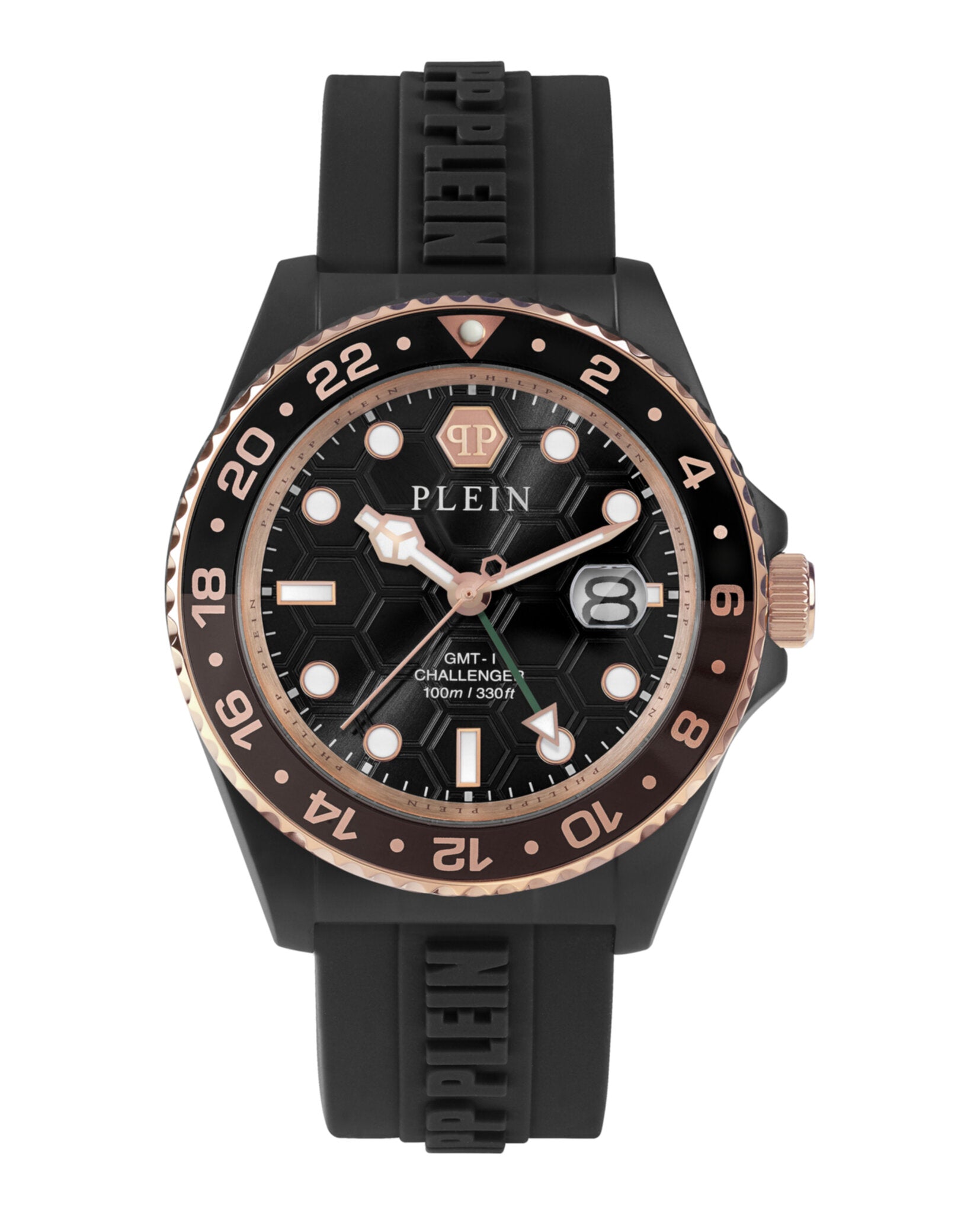 Philipp Plein Mens GMT-I Challenger Two Tone 44mm Strap Fashion Watch