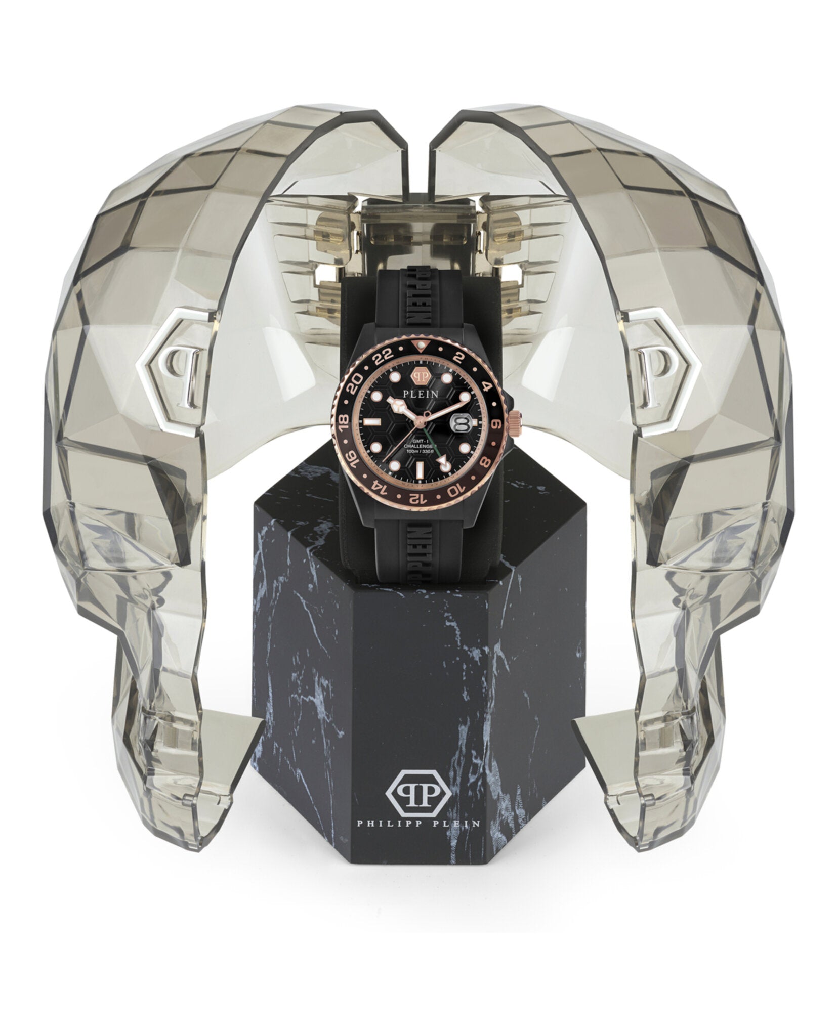 Philipp Plein Mens GMT-I Challenger Two Tone 44mm Strap Fashion Watch
