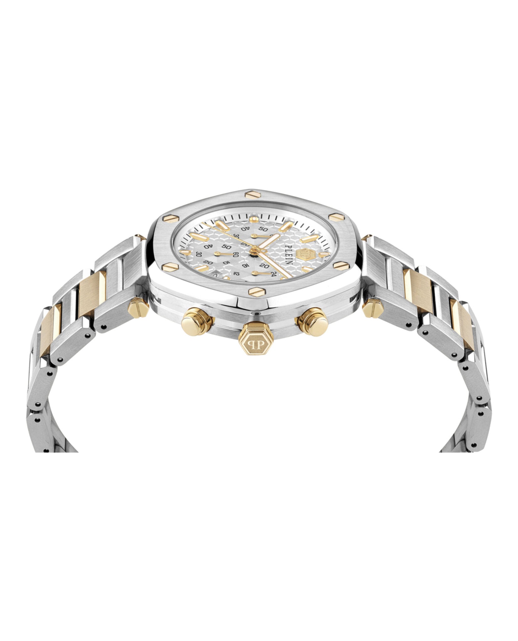 Philipp Plein Mens The Hexagon Two Tone 42mm Bracelet Fashion Watch
