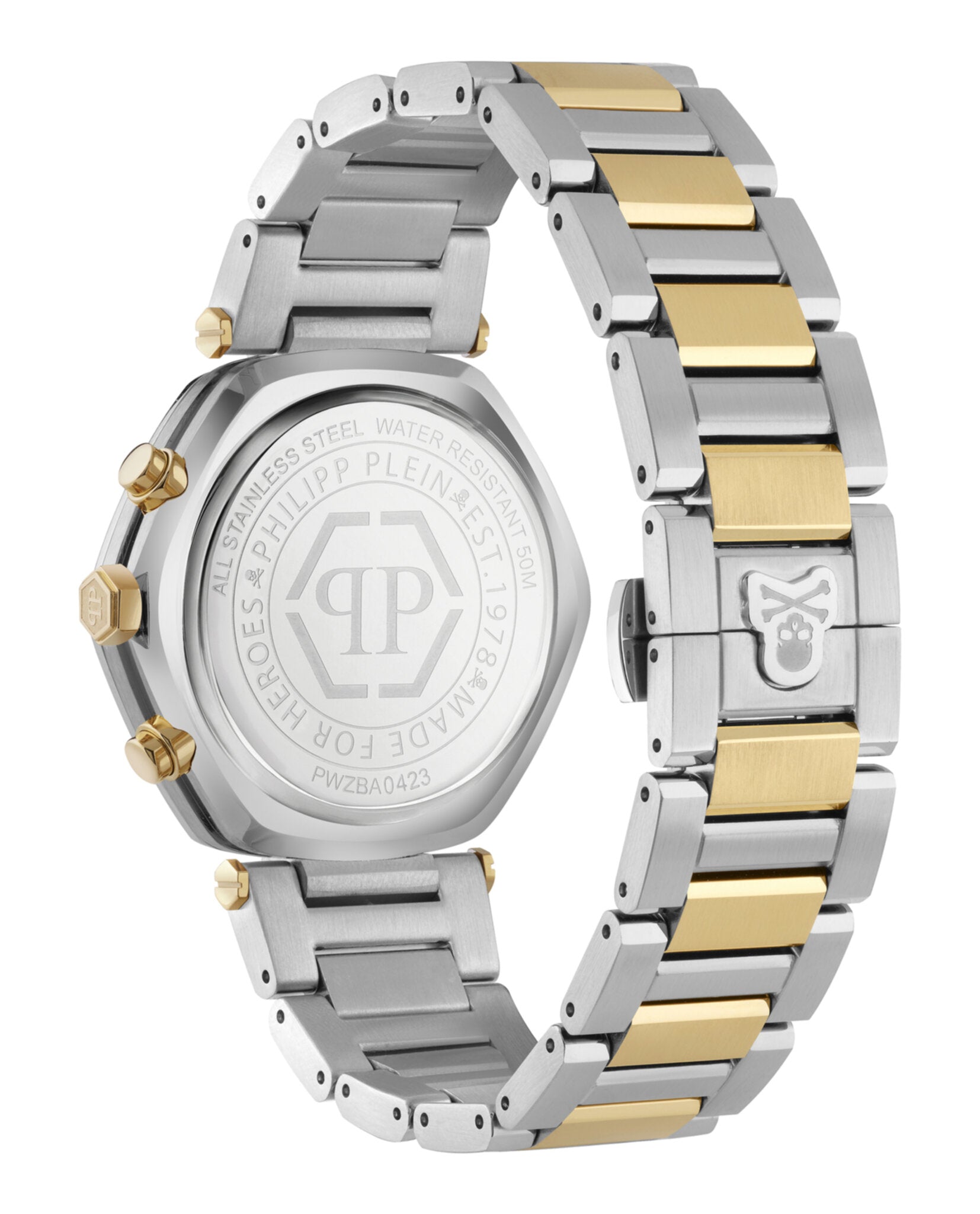 Philipp Plein Mens The Hexagon Two Tone 42mm Bracelet Fashion Watch