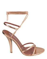 Paris Texas Womens Linda Metallic Python Print Lace-Up Sandals