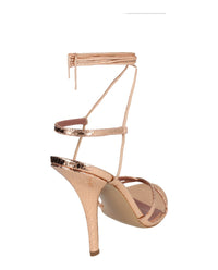 Paris Texas Womens Linda Metallic Python Print Lace-Up Sandals