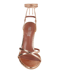 Paris Texas Womens Linda Metallic Python Print Lace-Up Sandals