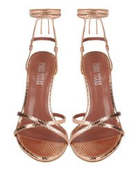 Paris Texas Womens Linda Metallic Python Print Lace-Up Sandals