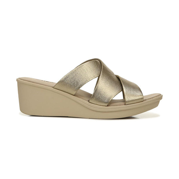 Rowena Womens Leather Slip On Wedge Sandals