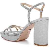 Frida Womens Glitter Slingback Platform Sandals