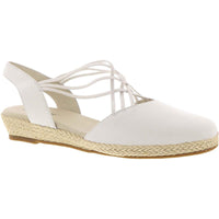 Miracle Womens Strappy Flats Espadrilles 9.5 Wide White