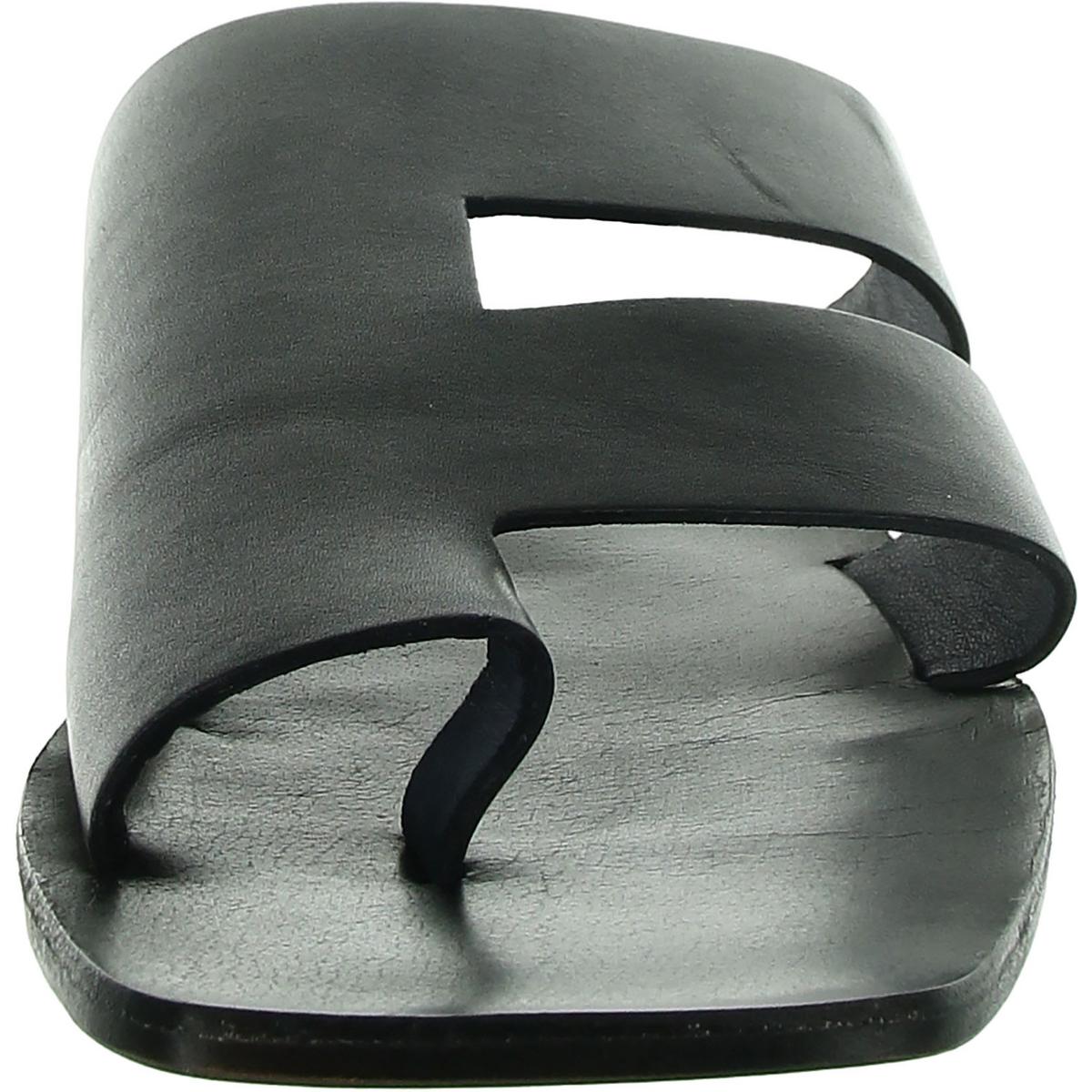 Womens Toe Loop Leather Slide Sandals