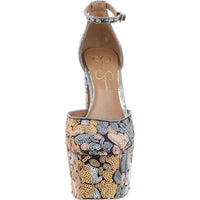 Womens Sequined Platform Heels