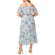 Womens Floral Printed Calf Midi Dress