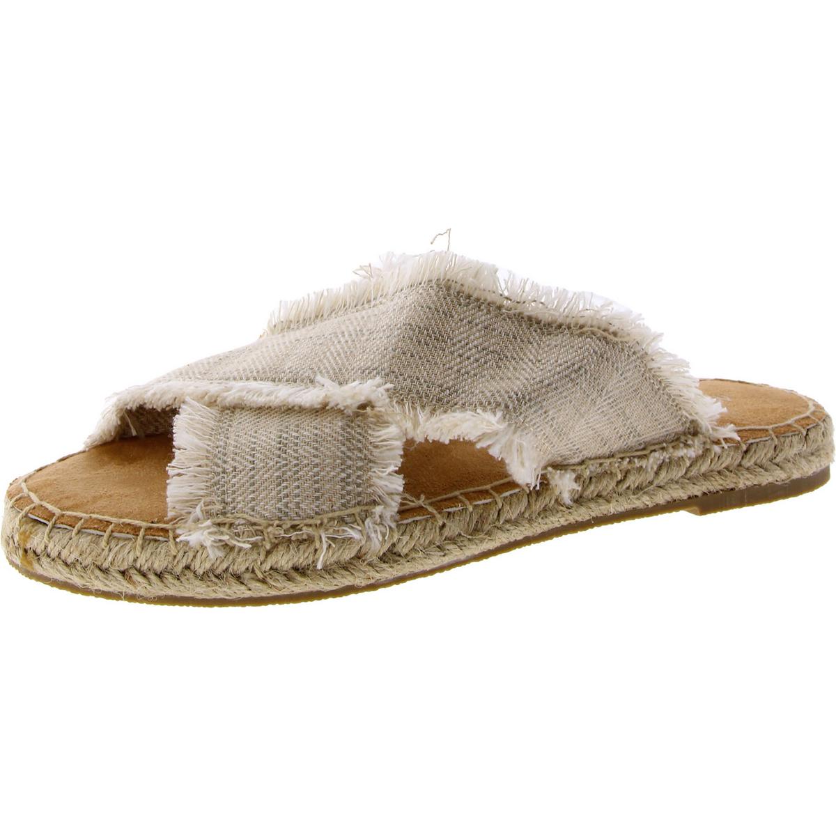 Pepper Womens Slip-On Fringe Slide Sandals 5 Medium Tan