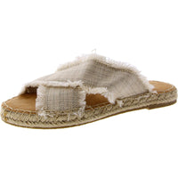 Pepper Womens Slip-On Fringe Slide Sandals 5 Medium Tan
