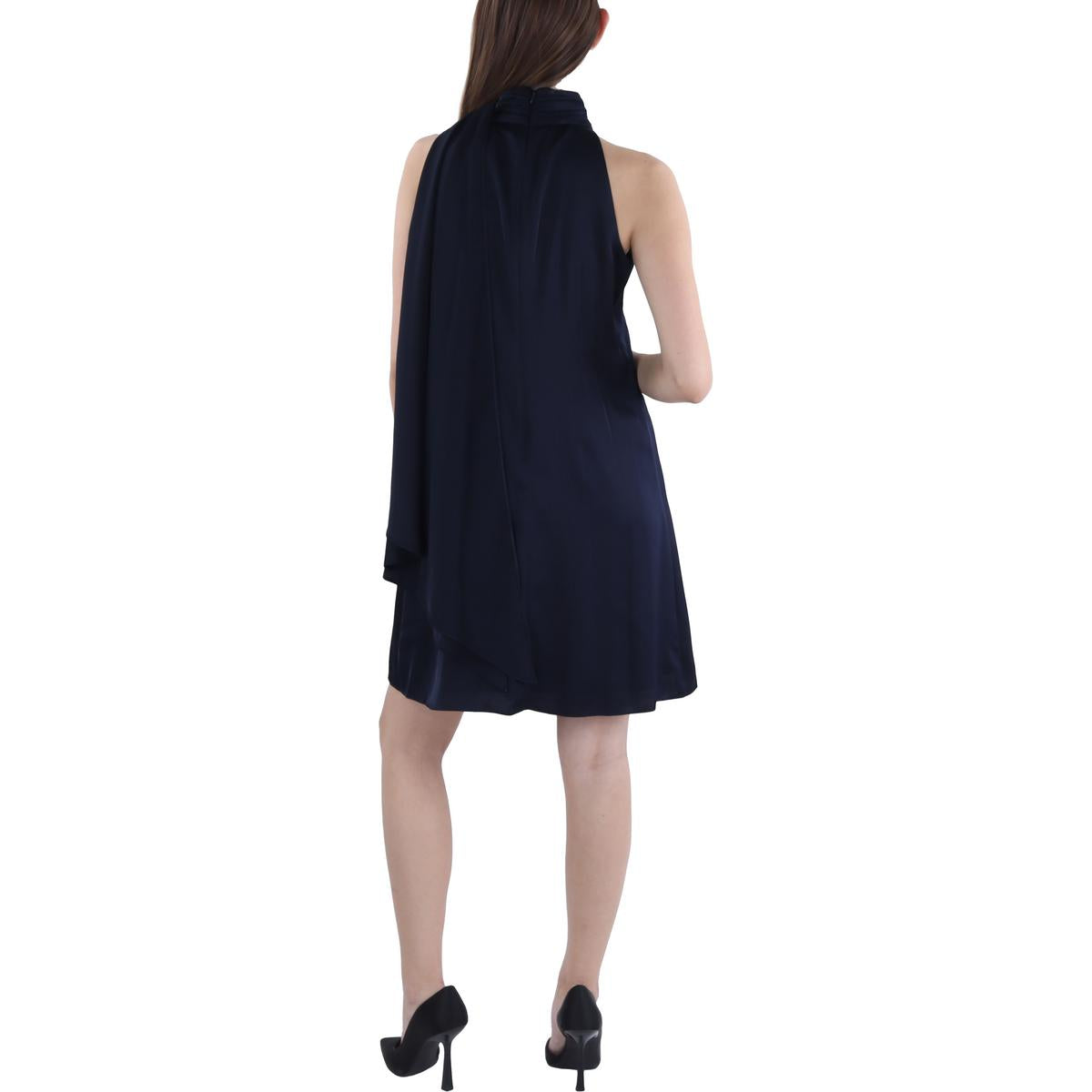 Womens Satin Mini Halter Dress