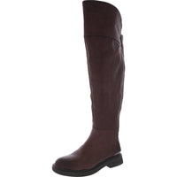 Battina Womens Leather Block Heel Over-The-Knee Boots Brown Le