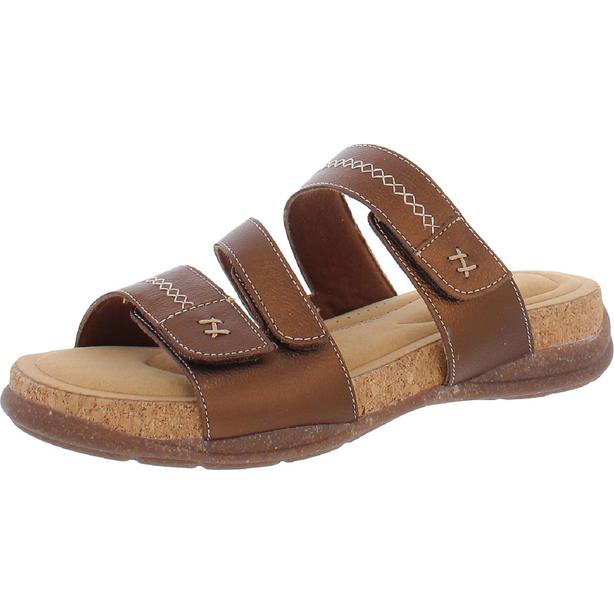 Roseville Bay Womens Leather Adjustable Slide Sandals