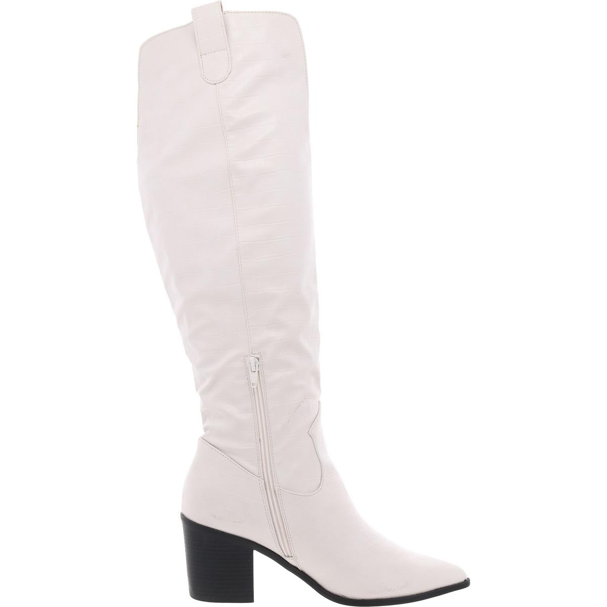 Womens Block Heel Manmade Knee-High Boots