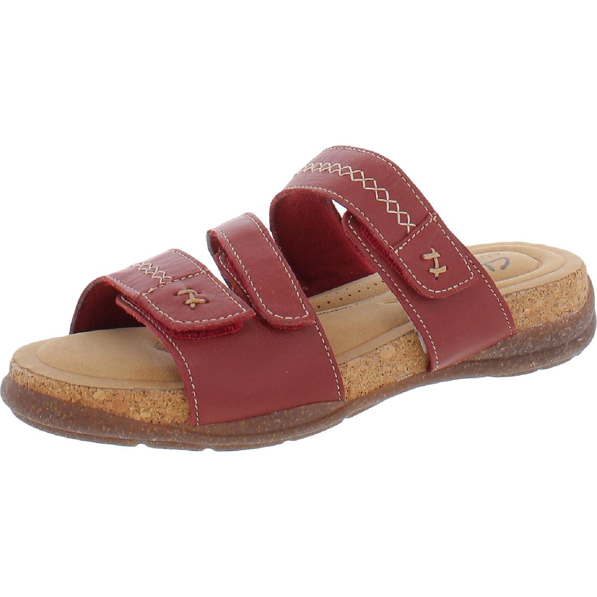 Roseville Bay Womens Leather Adjustable Slide Sandals