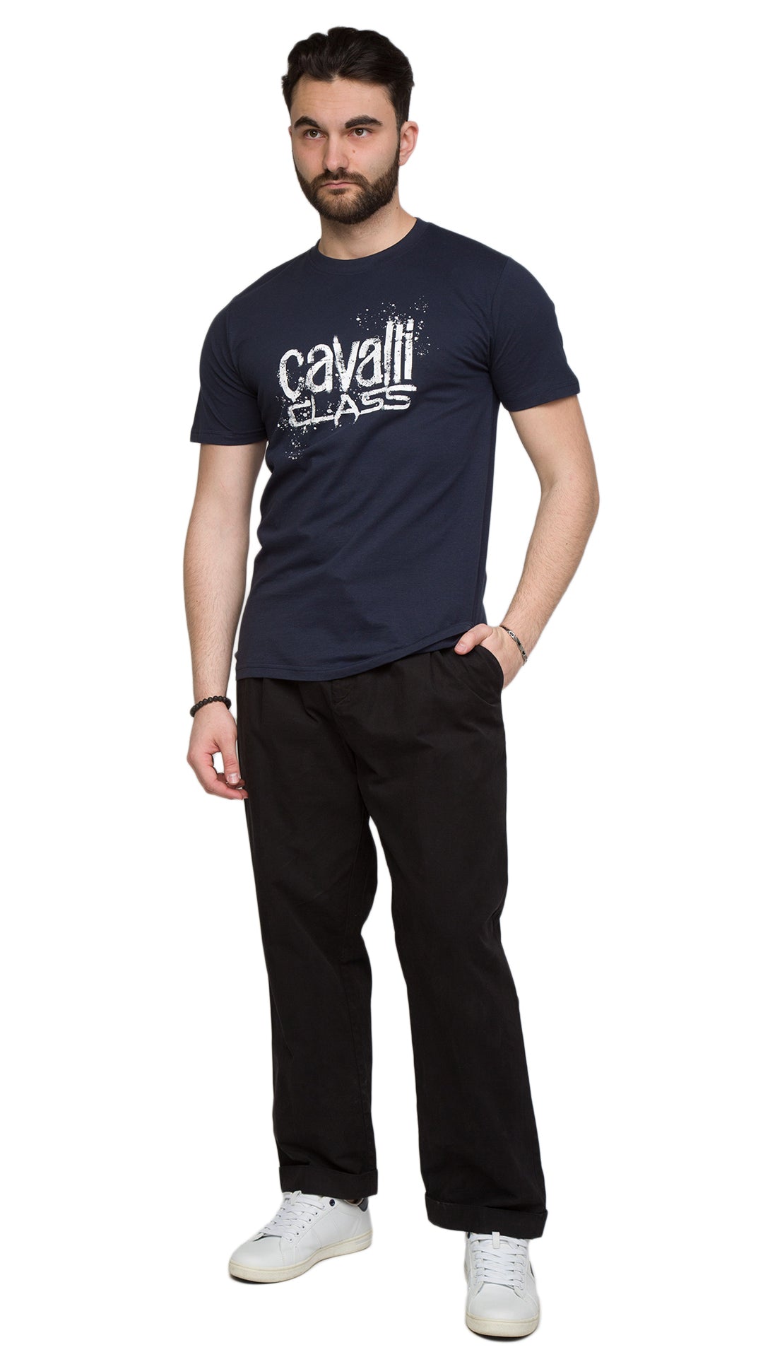 Cavalli Class Spray Print Signature Fashion T-Shirt -