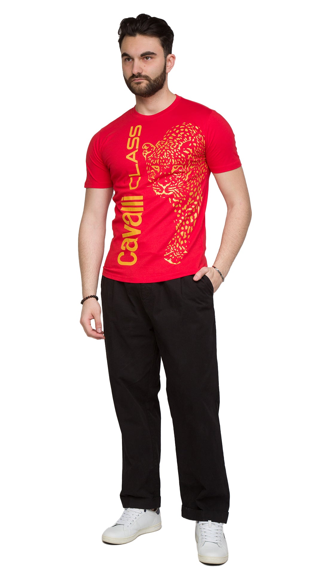 Cavalli Class Signature Leopard Print Fashion T-Shirt-