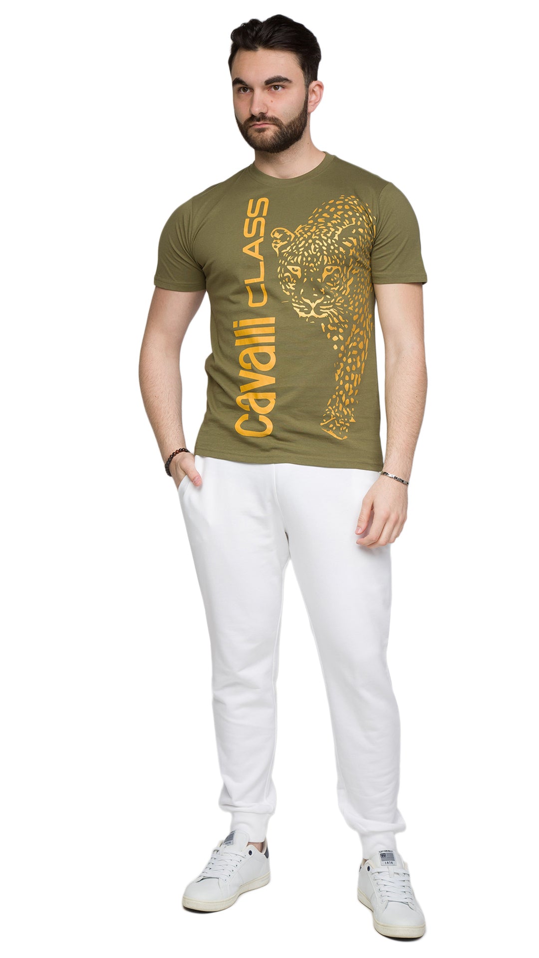 Cavalli Class Signature Leopard Print Fashion T-Shirt-