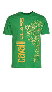 Cavalli Class Signature Leopard Print Fashion T-Shirt-