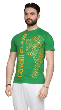 Cavalli Class Signature Leopard Print Fashion T-Shirt-