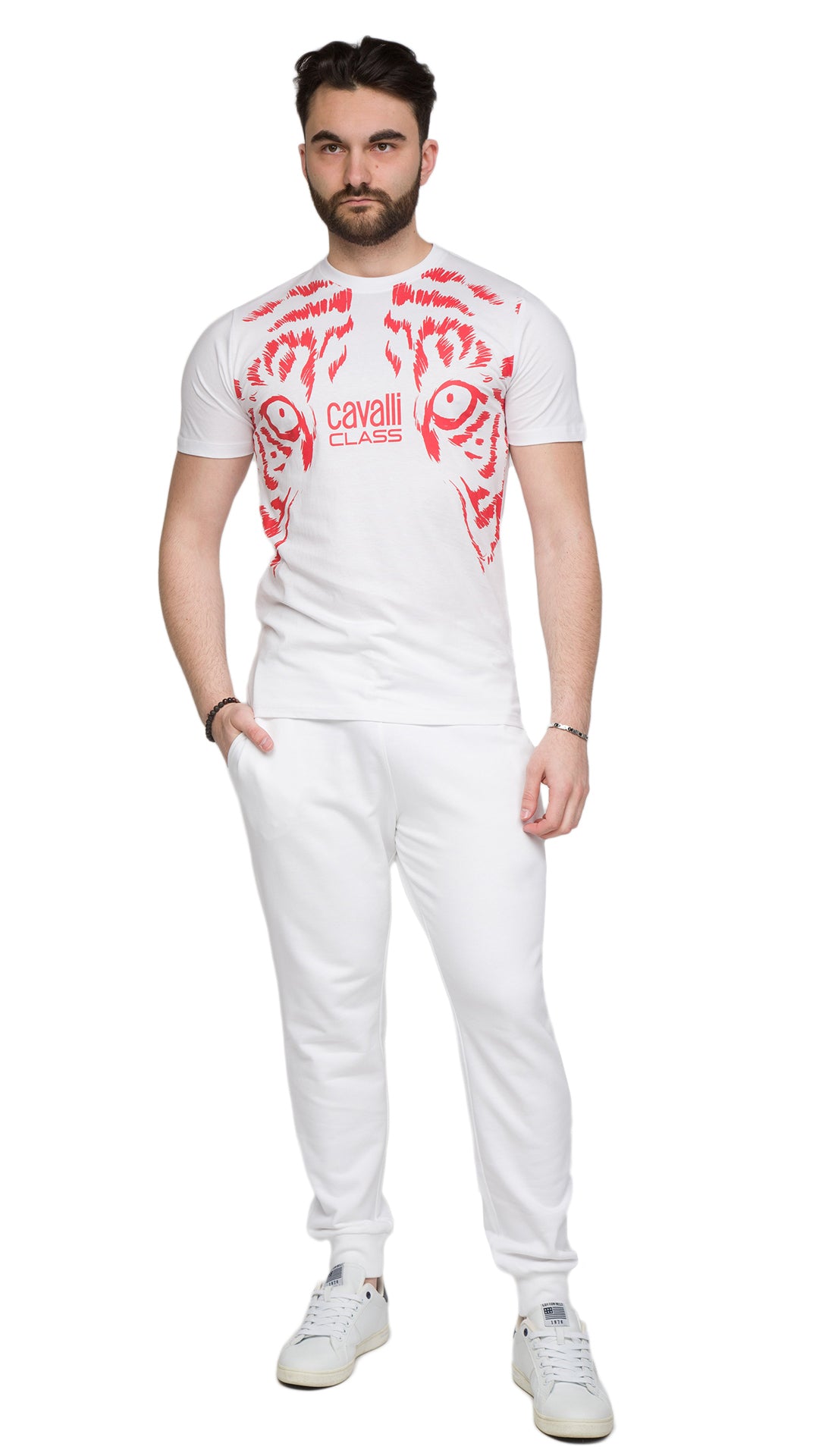 Cavalli Class Tiger Eyes Print Fashion T-Shirt-