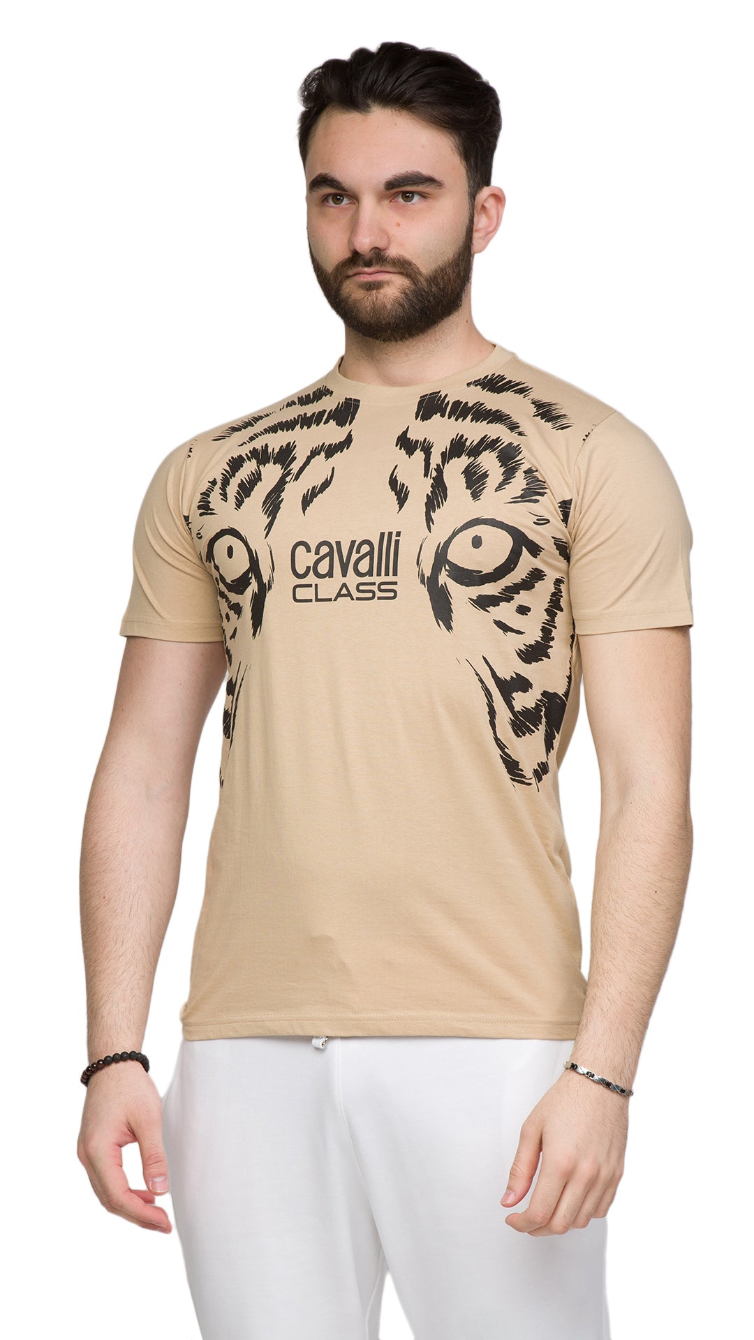 Cavalli Class Tiger Eyes Print Fashion T-Shirt-