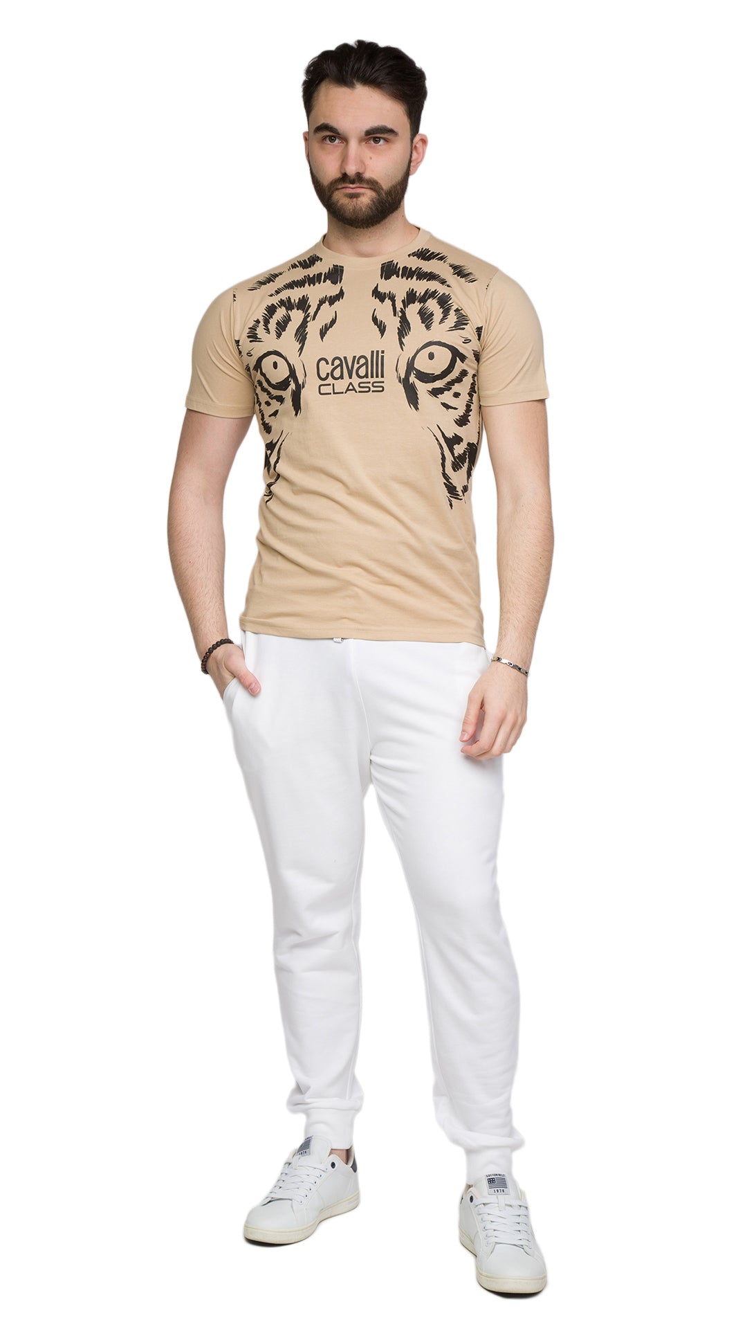 Cavalli Class Tiger Eyes Print Fashion T-Shirt-