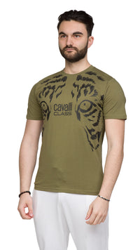 Cavalli Class Tiger Eyes Print Fashion T-Shirt-