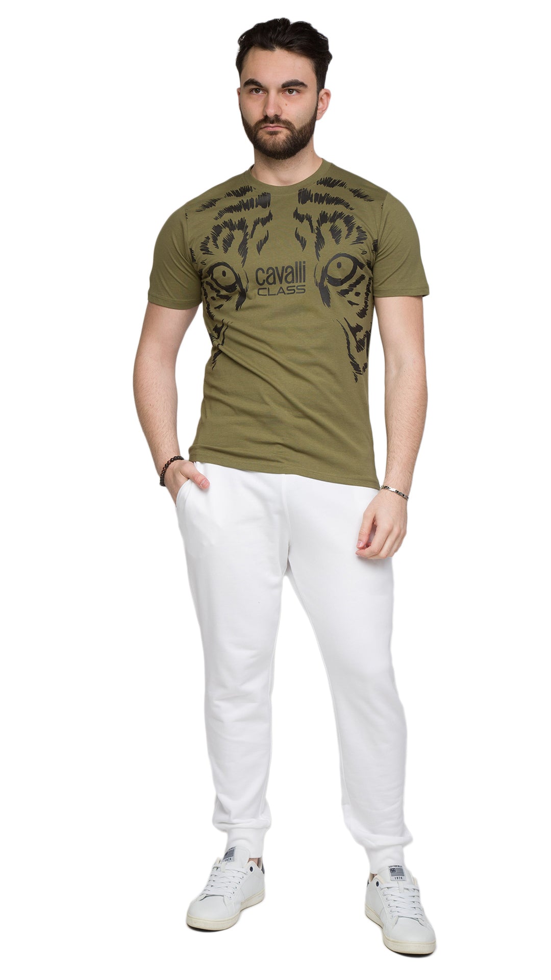 Cavalli Class Tiger Eyes Print Fashion T-Shirt-