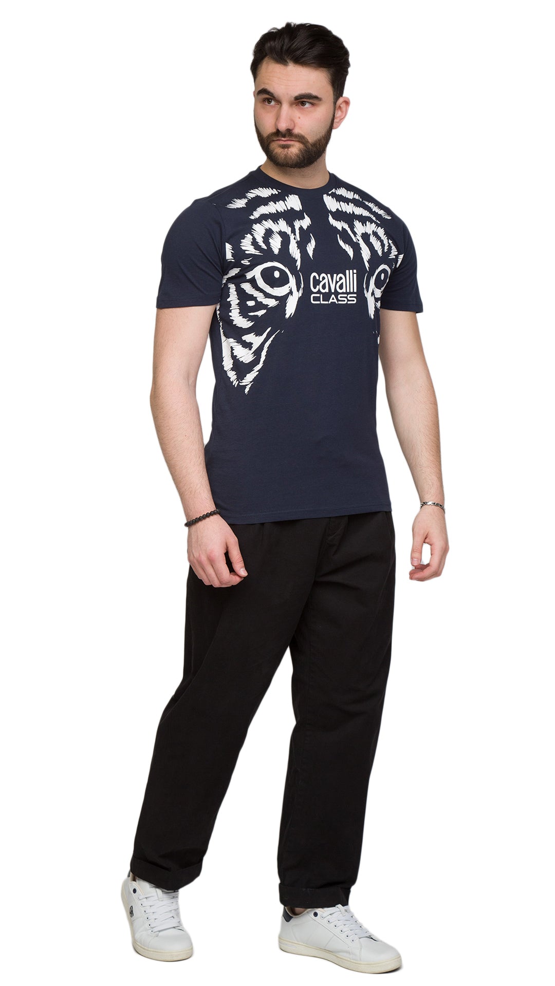 Cavalli Class Tiger Eyes Print Fashion T-Shirt-