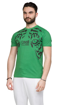 Cavalli Class Tiger Eyes Print Fashion T-Shirt-