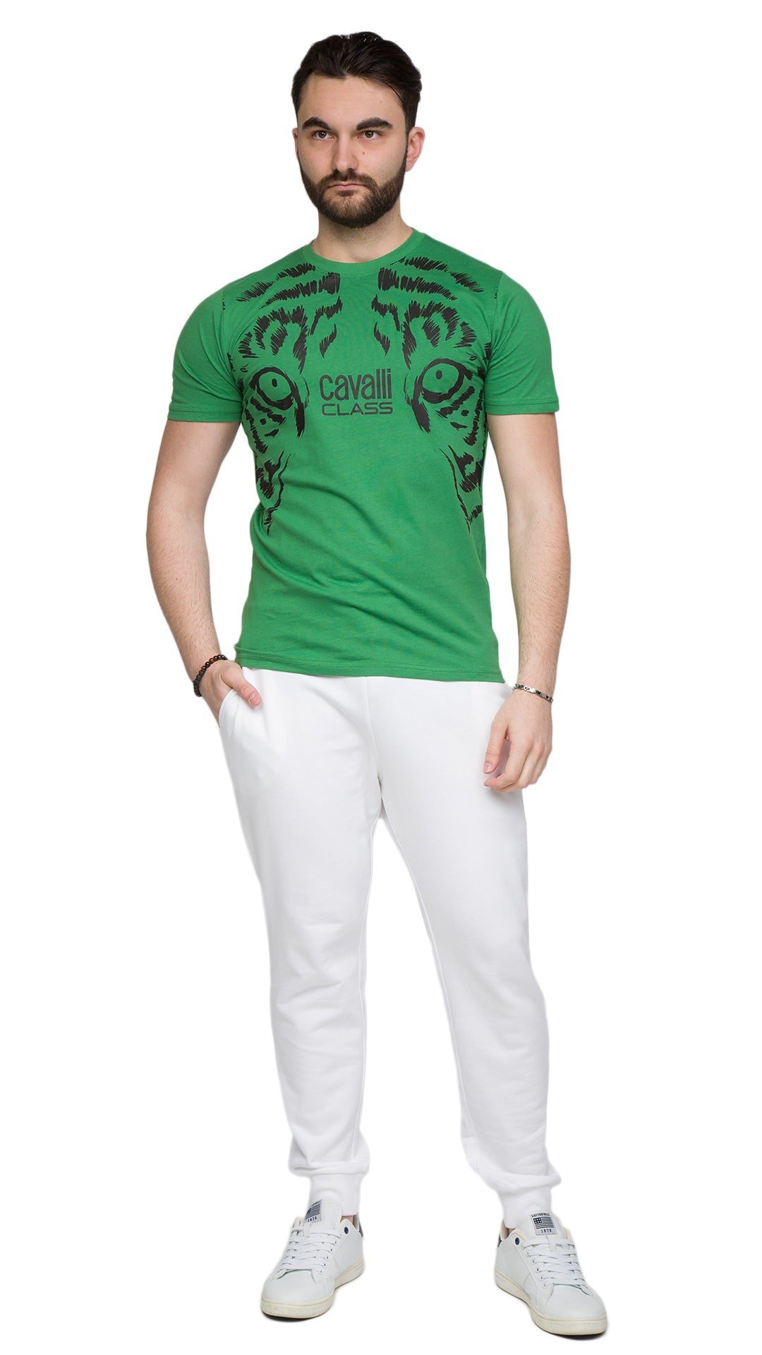 Cavalli Class Tiger Eyes Print Fashion T-Shirt-