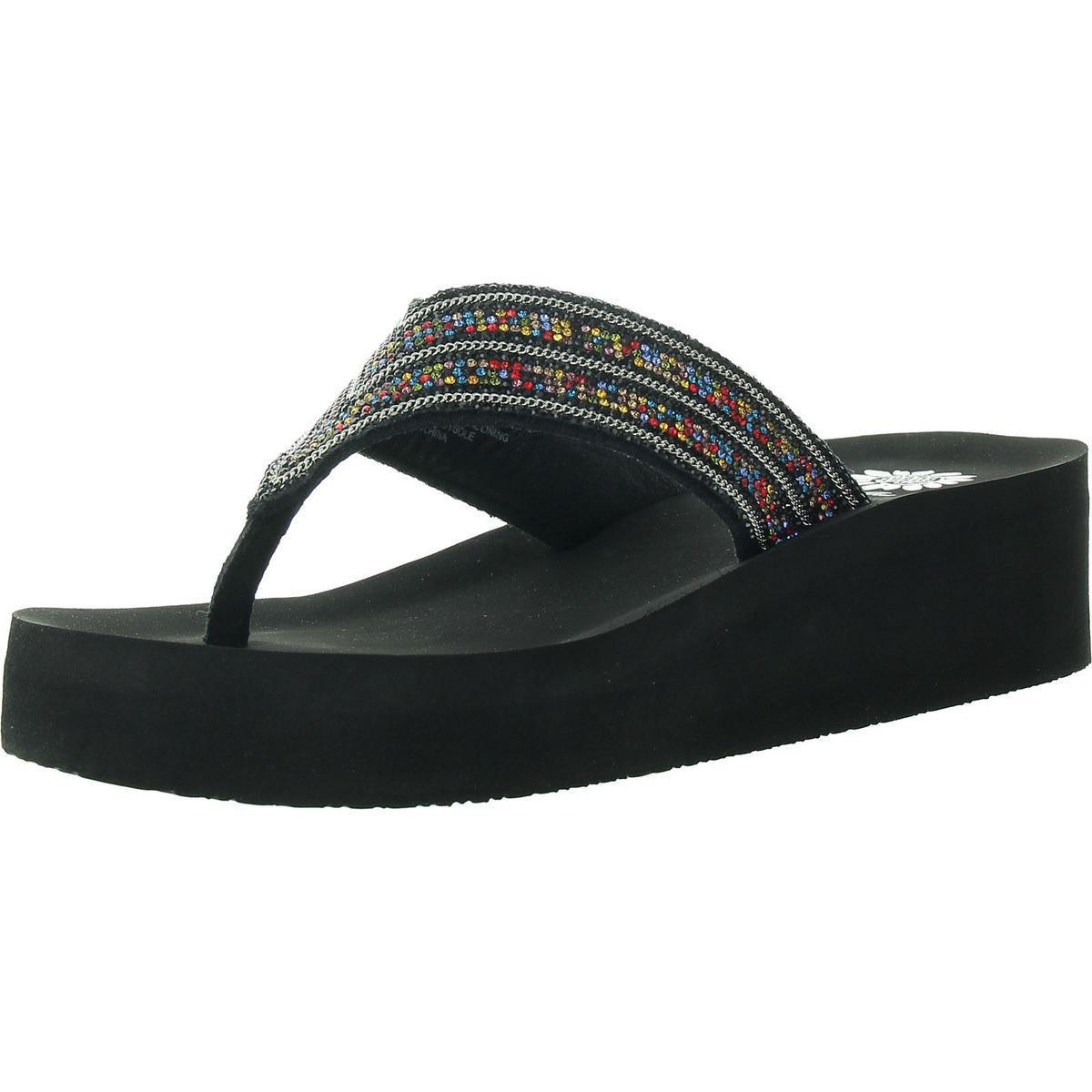 Womens Embellished Suede Wedge Sandals