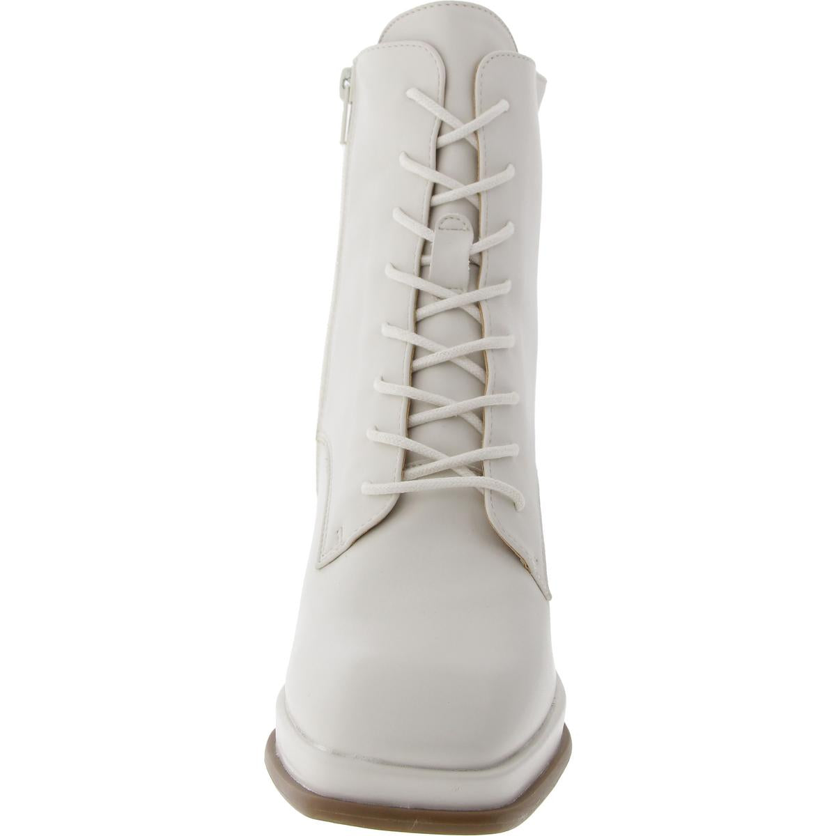Womens Zipper Manmade Combat & Lace-Up Boots