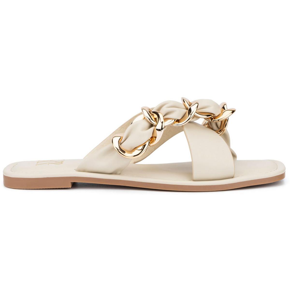 Essie Sandal Womens Faux Leather Flat Slip On Slide Sandals