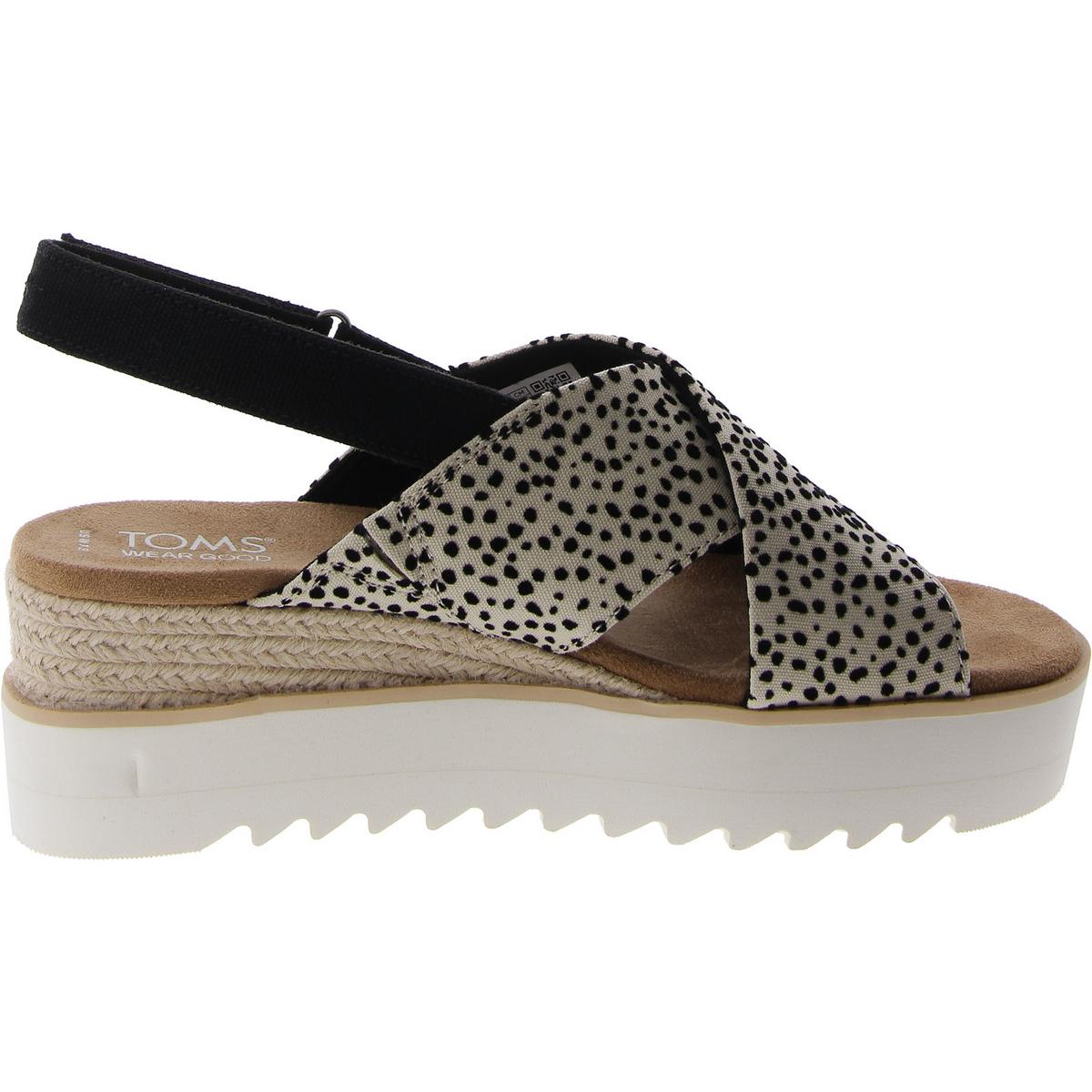 Diana Crossover Womens Canvas Cheetah Print Wedge Sandals