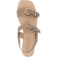 Twylah Womens Buckle Faux Suede Slingback Sandals
