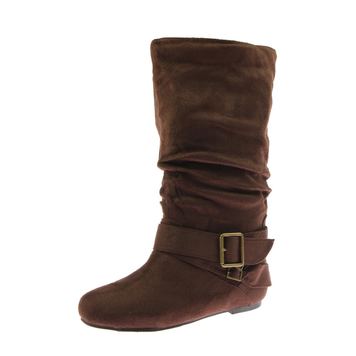Chely Womens Faux Suede Slouch Mid-Calf Boots