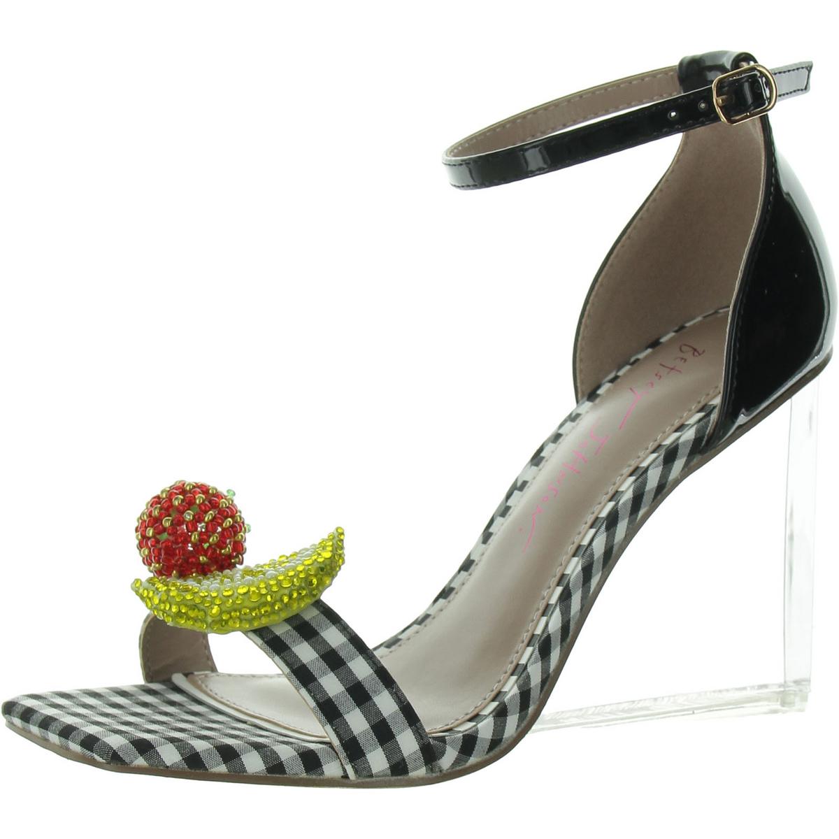 Harlen Womens Patent Rhinestone Ankle Strap
